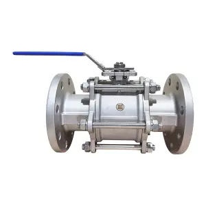 Кран шаровой фланцевый 3PC полнопроходной DN100 PN40 SS316 (CF8M) L-350, рукоятка и площадка ISO 5211 F07/10 вал/квадрат 17 мм ЕН.КШТФ.П.100.25.4.1